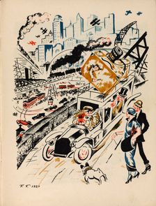 Illustration for the story "Jimmy Joy Visits the Pioneers", 1924. Creator: Kustodiev, Boris Michaylovich (1878-1927)
