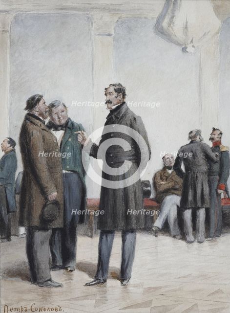 Illustration for the story Two Landowners (from A Sportsman's Sketches) by Ivan Turgenev, 1880s.