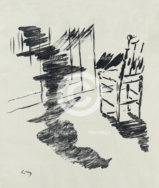 Illustration for the poem "Le Corbeau (The Raven)" by Edgar Allan Poe, 1875. Creator: Manet, Édouard (1832-1883).