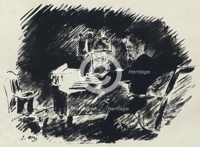 Illustration for the poem "Le Corbeau (The Raven)" by Edgar Allan Poe, 1875. Creator: Manet, Édouard (1832-1883).