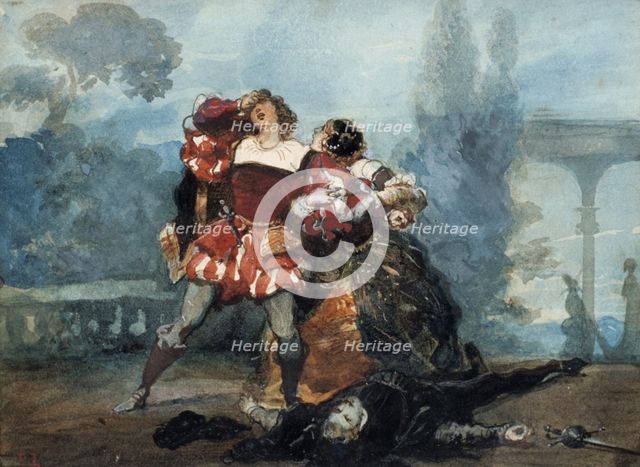Illustration for the play Whims of Marianne, 1851. Artist: Eugene Louis Lami