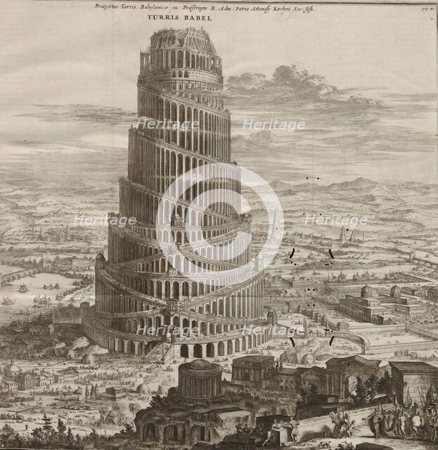 Illustration for the "Turris Babel" by Athanasius Kircher, 1679. Creator: Decker, Coenraet (1650-1685).