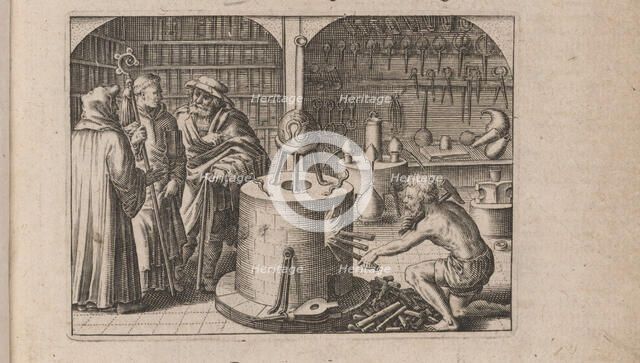 Illustration for Tripvs avrevs, hoc est, Tres tractatvs chymici selectissimi.., 1618. Artist: Bry, Theodor de (1528-1598)