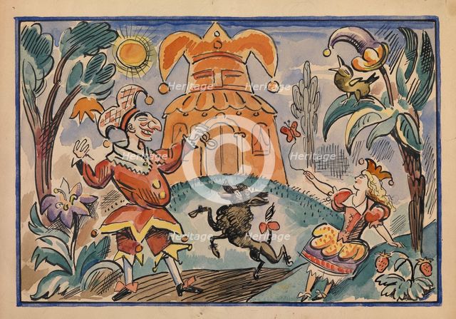Illustration for War of Petrushka and Stepka-Rastrepka by Evgeni Schwartz, 1925. Artist: Radakov, Alexei Alexandrovich (1877-1942)