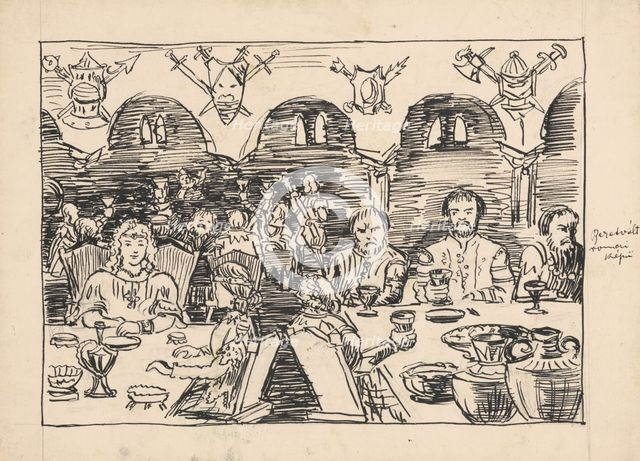 Illustration for a fairy tale, 1920-1930. Creator: Arnold Peter Weisz-Kubincan.