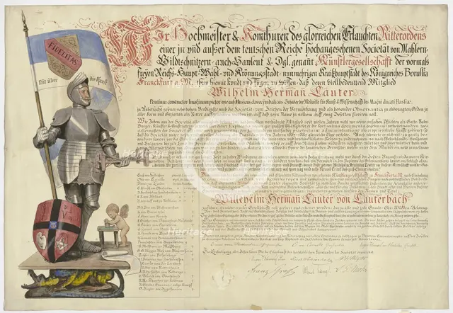 Illustration for a joke diploma, c1860-1900. Creator: Hans Thoma.