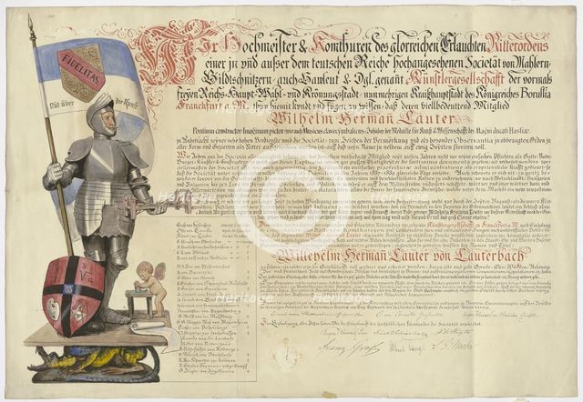 Illustration for a joke diploma, c1860-1900. Creator: Hans Thoma.