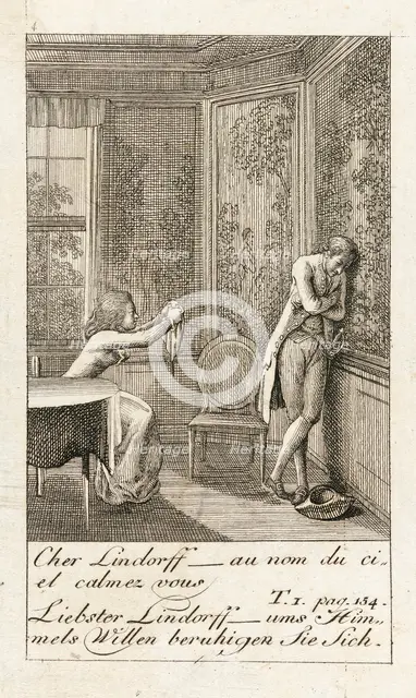 Illustration for 'Caroline of Lichtfield', 1786. Creator: Daniel Nikolaus Chodowiecki.