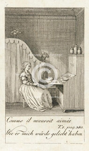 Illustration for 'Caroline of Lichtfield', 1786. Creator: Daniel Nikolaus Chodowiecki.