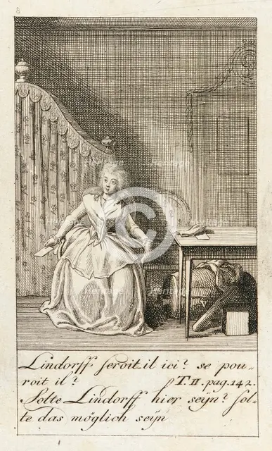 Illustration for 'Caroline of Lichtfield', 1786. Creator: Daniel Nikolaus Chodowiecki.