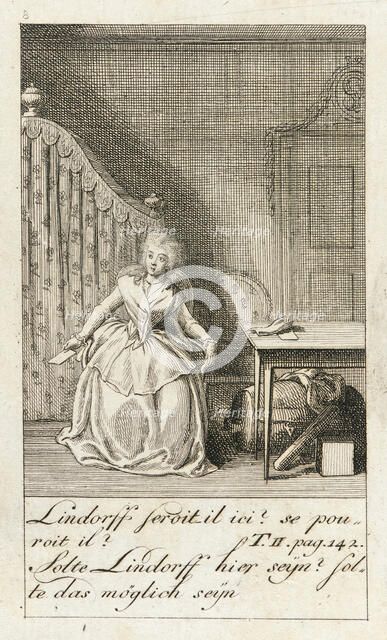 Illustration for 'Caroline of Lichtfield', 1786. Creator: Daniel Nikolaus Chodowiecki.