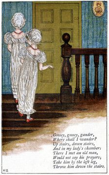 Illustration for Goosey, goosey gander, where shall I wander? Kate Greenaway (1846-1901). Artist: Catherine Greenaway