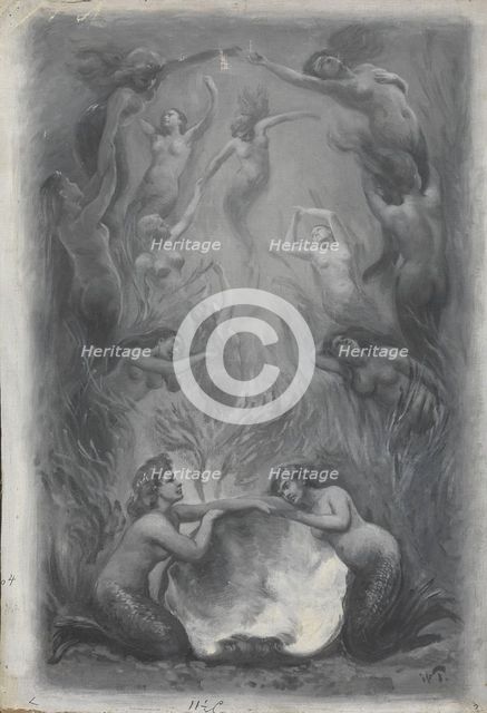 Illustration for Henrik Wergeland, The English pilot The English pilot, title page, probably 1894. Creator: Wilhelm Peters.