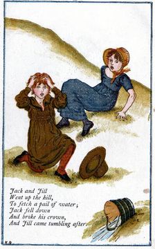 Illustration for Jack and Jill went up the hill Kate Greenaway (1846-1901). Artist: Catherine Greenaway