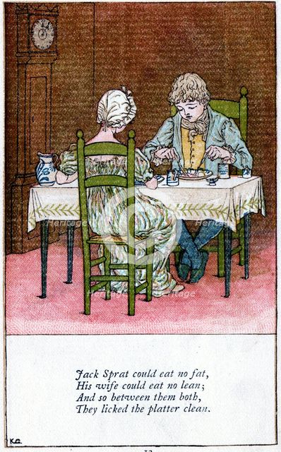 Illustration for 'Jack Sprat could eat no fat', Kate Greenaway (1846-1901). Artist: Catherine Greenaway