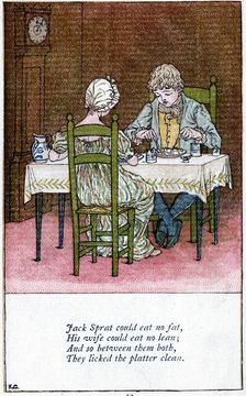 Illustration for Jack Sprat could eat no fat Kate Greenaway (1846-1901). Artist: Catherine Greenaway