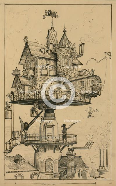 Illustration for "Le Vingtième Siècle" by Albert Robida, 1883. Creator: Robida, Albert (1848-1926).