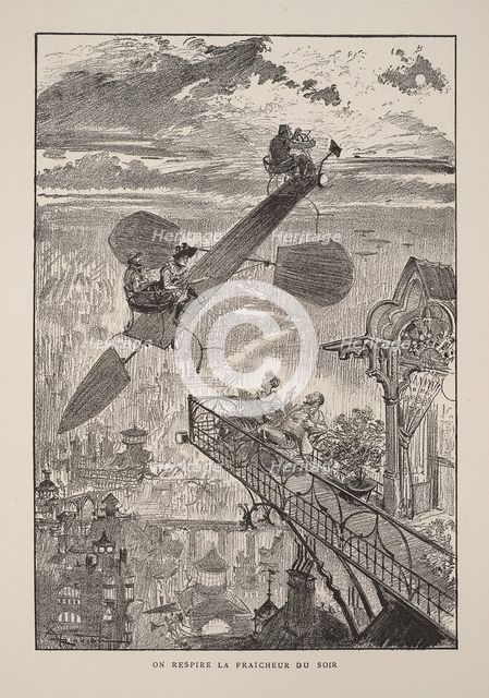 Illustration for Le vingtième siècle: La vie électrique. Artist: Robida, Albert (1848-1926)