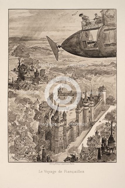 Illustration for Le vingtième siècle: La vie électrique. Artist: Robida, Albert (1848-1926)