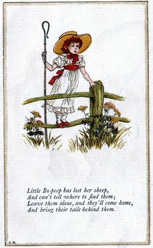 Illustration for Little Bo-Peep has lost her sheep Kate Greenaway. Artist: Catherine Greenaway