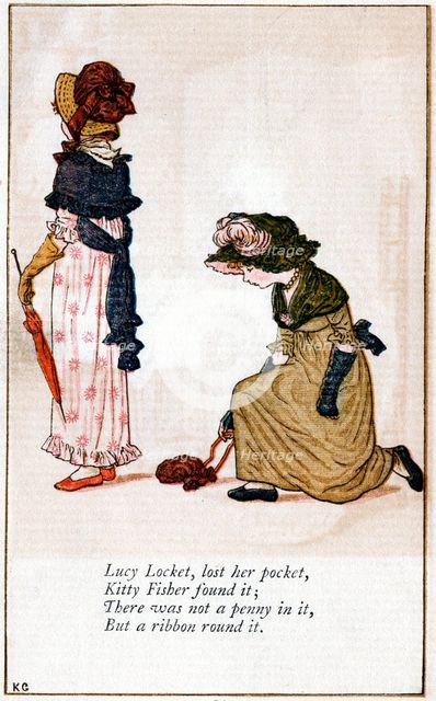 Illustration for 'Lucy Locket, lost her purse', Kate Greenaway (1846-1901). Artist: Catherine Greenaway