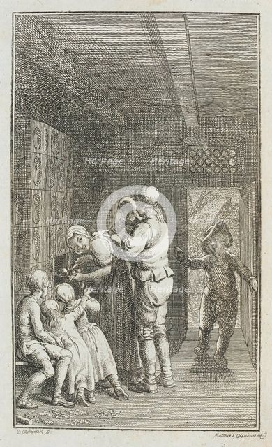 Illustration for Paul Erdmans Fest Wandsbecher 'Messenger from M. Claudius', 1783. Creator: Daniel Nikolaus Chodowiecki.