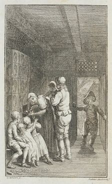 Illustration for Paul Erdmans Fest Wandsbecher Messenger from M. Claudius 1783. Creator: Daniel Nikolaus Chodowiecki