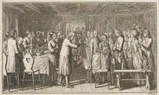 Illustration for Paul Erdmans Fest Wandsbecher Messenger from M. Claudius, fourth part, 1783. Creator: Daniel Nikolaus Chodowiecki