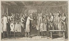Illustration for Paul Erdmans Fest Wandsbecher Messenger from M. Claudius, fourth part, 1783. Creator: Daniel Nikolaus Chodowiecki