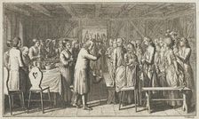 Illustration for Paul Erdmans Fest Wandsbecher Messenger from M. Claudius, fourth part, 1783. Creator: Daniel Nikolaus Chodowiecki