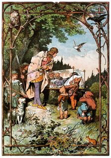 Illustration for "Snow White and the Seven Dwarfs" by Brothers Grimm, c1899. Creator: Zick, Alexander (1845-1907)