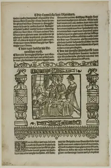 Illustration from Coronijke van Flaendren, plate 59 from Woodcuts..., 1531, assembled...1937. Creators: Unknown, Max Geisberg