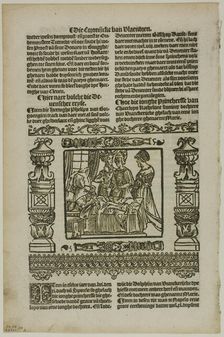 Illustration from Coronijke van Flaendren, plate 59 from Woodcuts..., 1531, assembled...1937. Creators: Unknown, Max Geisberg