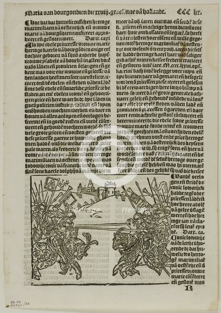 Illustration from Coronijke van Hollandt, plate 58 from Woodcuts..., 1530, assembled...1937. Creators: Unknown, Max Geisberg.