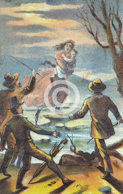 Illustration from a poster advertising a theatrical production of Uncle Tom's Cabin, 1870. Artist: Unknown