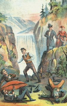 Illustration from a poster advertising a theatrical production of Uncle Tom's Cabin, 1870