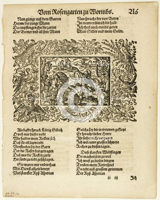 Illustration from Heldenbuch, plate 32 from Woodcuts from Books...1590...assembled 1937. Creators: Virgil Solis, Jost Ammon.