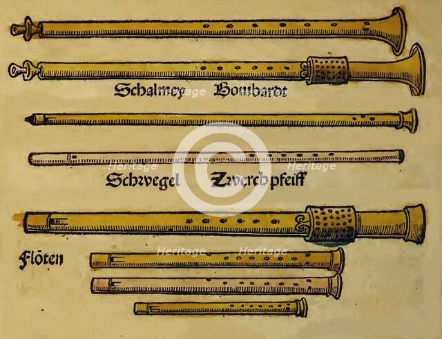 Illustration from Musica getutscht by Sebastianus Virdung, 1511. Artist: Virdung, Sebastian (1465-?)