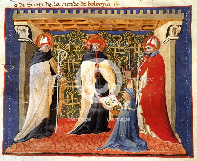 Illustration from Statuti della Società dei Drappieri, 1407.