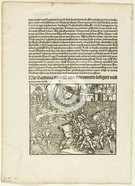 Illustration from Romische Historien by Titus Livius, plate 30 from Woodcuts...1505, assembled 1937. Creators: Unknown, Max Geisberg.