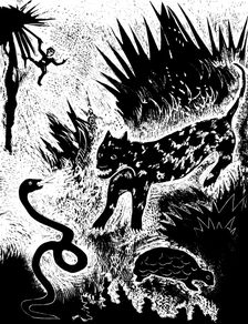 Illustration from the book Just so stories..., by Rudyard Kipling, 1931. Artist: David Sterenberg