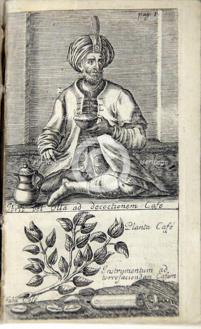 Illustration from "The good use of tea, coffee and chocolate for the preservation and cure..., 1687. Creator: Anonymous.