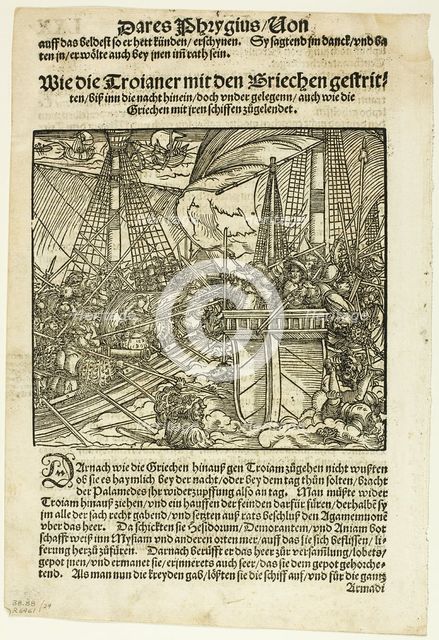 Illustration from Von dem Troianischen Krieg, plate 24 from Woodcuts from Books of the..., 1937. Creator: Hans Weiditz.
