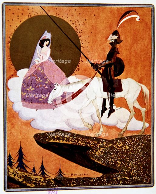 Illustration in the frontispiece of the 1923 Edinburgh edition of 'Don Quixote of La Mancha', bas…