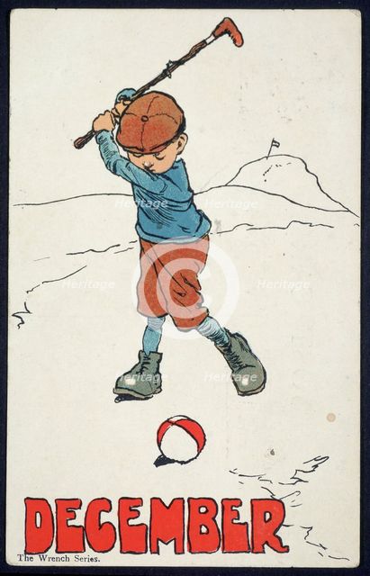 Illustration, possibly from calendar, with a golfing theme, c1930s. Creator: Unknown.
