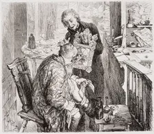Illustration to Act 1 of Heinrich von Kleist's The Broken Jug 1877. Creator: Adolph Menzel