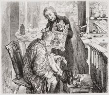 Illustration to Act 1 of Heinrich von Kleist's The Broken Jug 1877. Creator: Adolph Menzel
