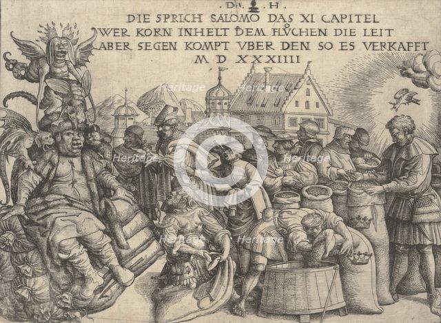 Illustration to Proverbs 11: 26, 1534. Creator: Daniel Hopfer.