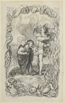 Illustration to the Tempest: Caliban, Ferdinand and Ariel, 1836. Creator: Charles Gray