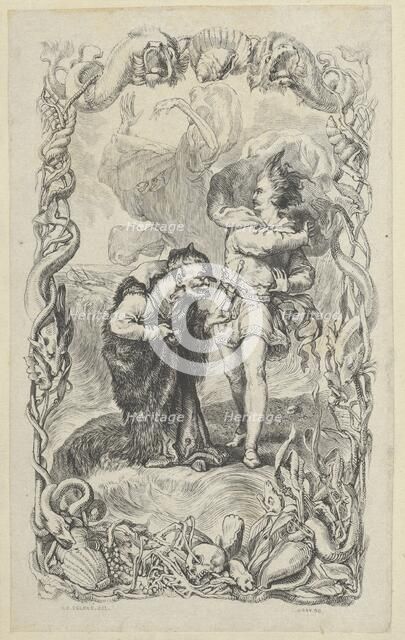 Illustration to the Tempest: Caliban, Ferdinand and Ariel, 1836. Creator: Charles Gray.